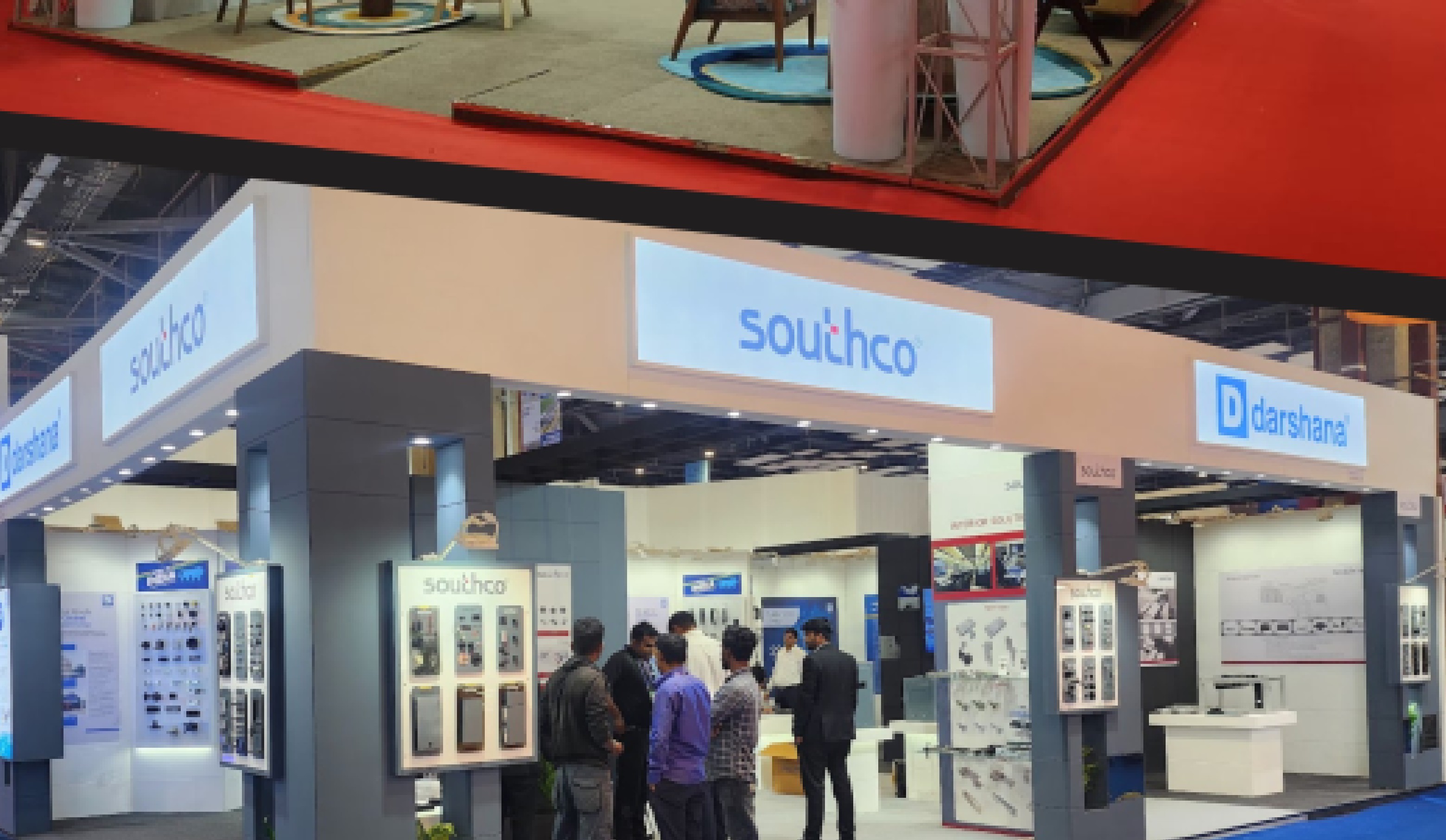Exhibition stall fabricated and branded for a trade show floor.