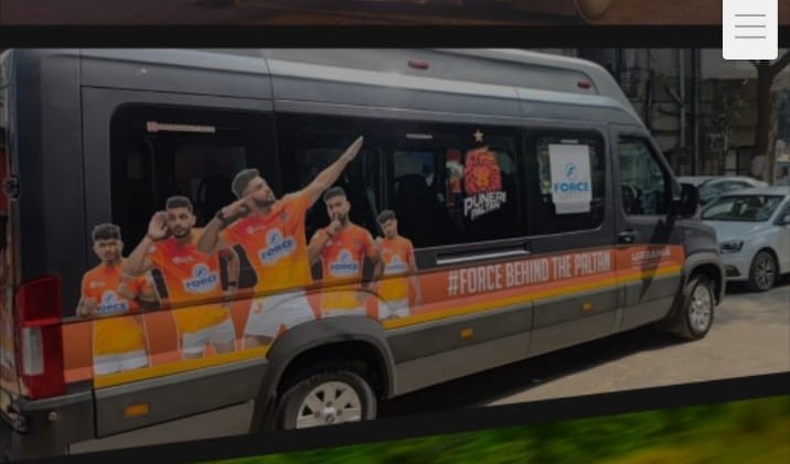 Puneri Paltan team van finished in full sports-fleet graphics.